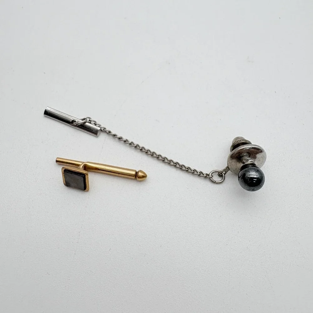 Gold Tone Oval Cufflinks Mens Black Enamel Velvet Tuxedo Stud Lot Wedding‎